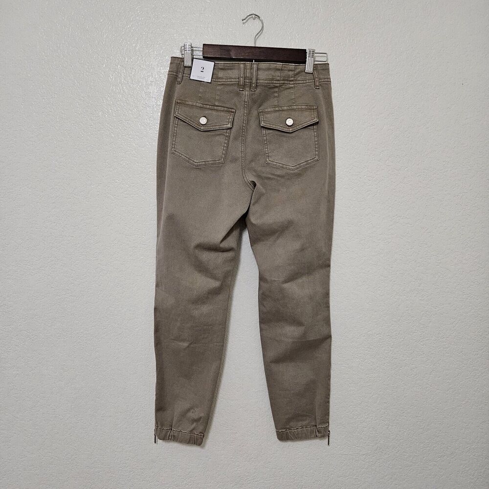 NWT White House Black Market Khaki Ankle Zip Mid Rise Utility Slim Crop Size 2 - Picture 4 of 6